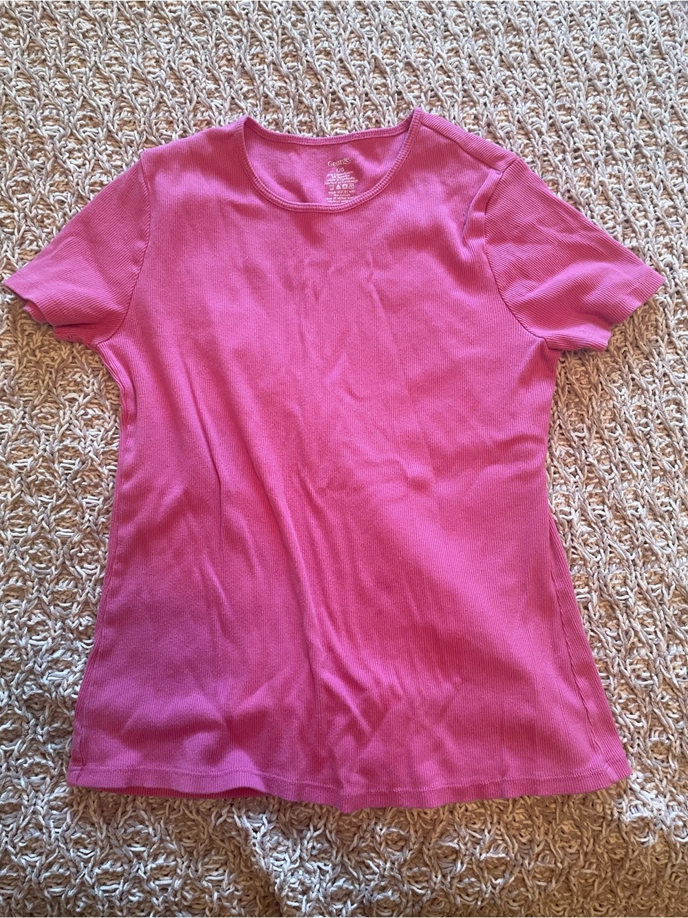Women's Hot Pink Short Sleeve Crewneck Top T shirt Cotton